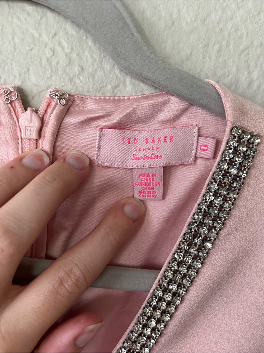 Ted Baker Light Pink Sleeveless Dress with Crystal Cross-Strap Women's Size 0/2 - Picture 6 of 14